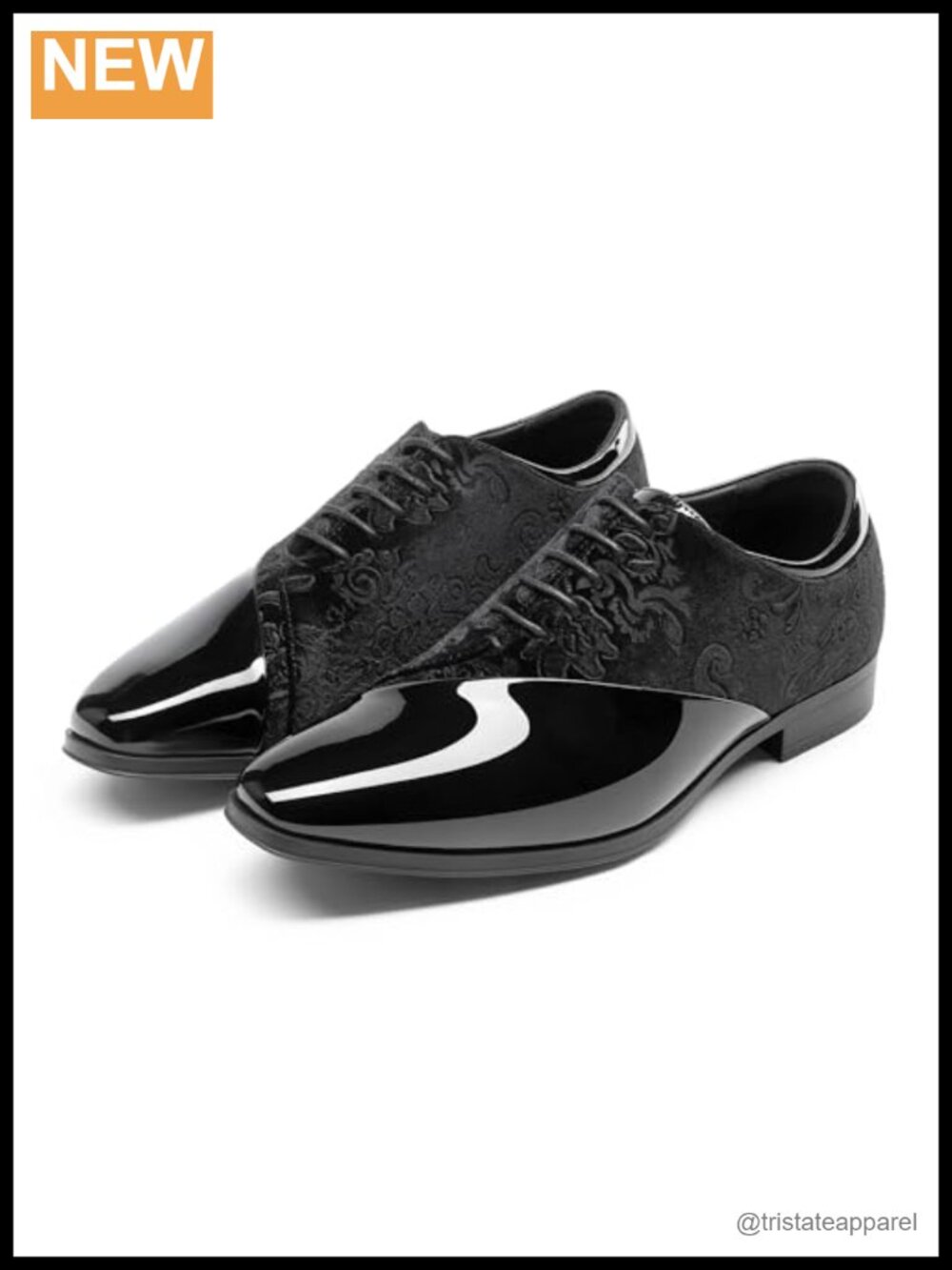 Patent Faux Leather & Velvet Lace-Up Formal Oxford Shoes for Men Dress Tuxedo - Picture 3 of 6